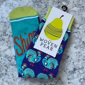 Woven Pear rooster socks new
